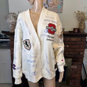 Champion Cream Patch Sweatshirt with Embroidered 'C' Logo